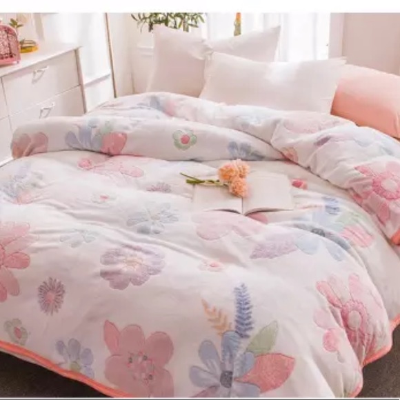 Floral blanket coral fleece throw blanket flower large - Picture 2 of 2